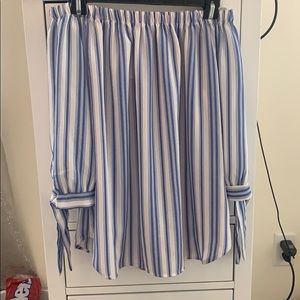 New Blue striped off the shoulder top
